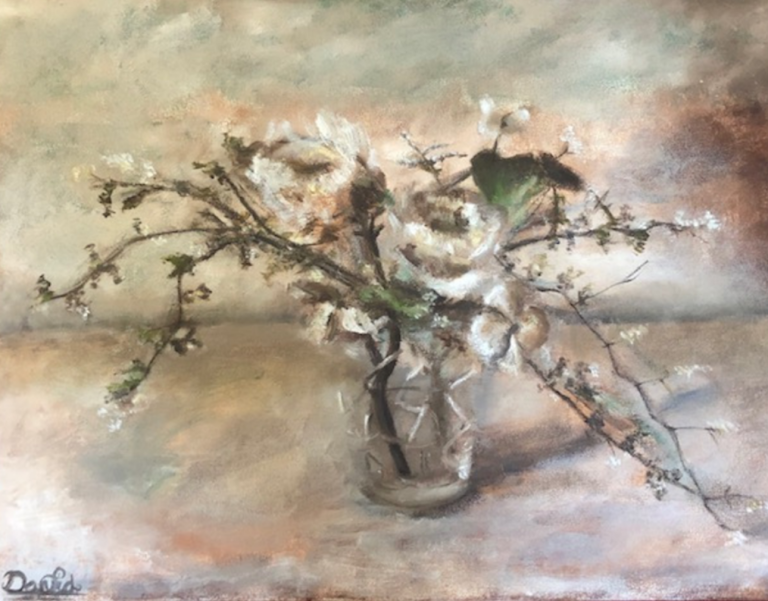 Bloemstilleven, Medium: Olieverf – (30 x 40 cm) - Prijs op aanvraag