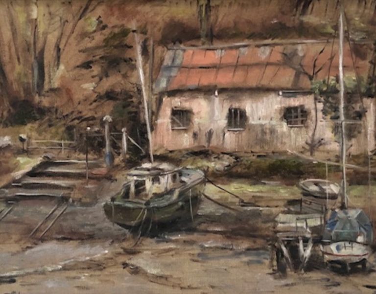 De haven, Medium: Olieverf – (30 x 40 cm) - Prijs op aanvraag