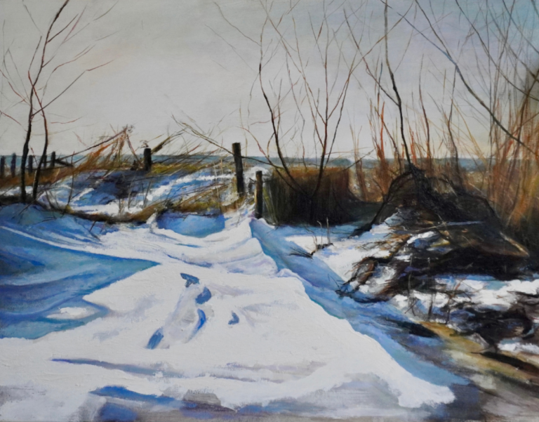 Sneeuwlandschap, Medium: Olieverf – (60 x 80 cm) - Prijs op aanvraag