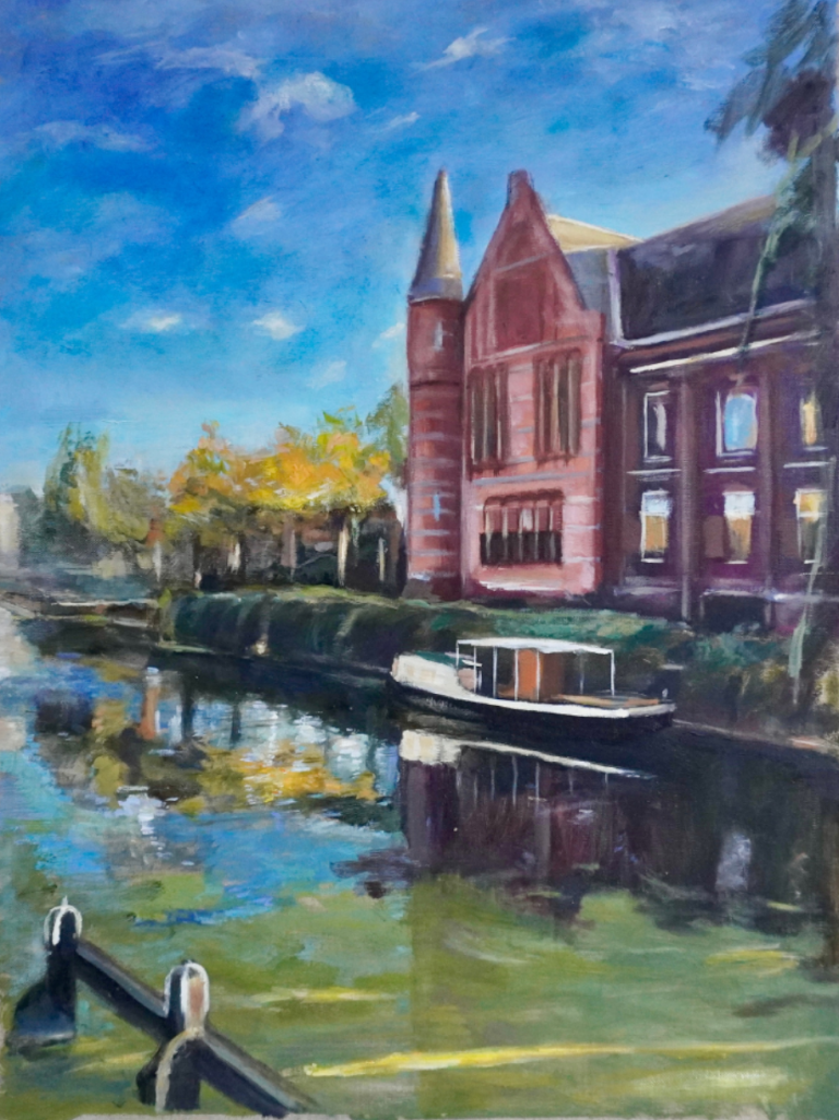 Gezicht op westerkade, Medium: Olieverf – (80 x 60 cm) - Prijs op aanvraag